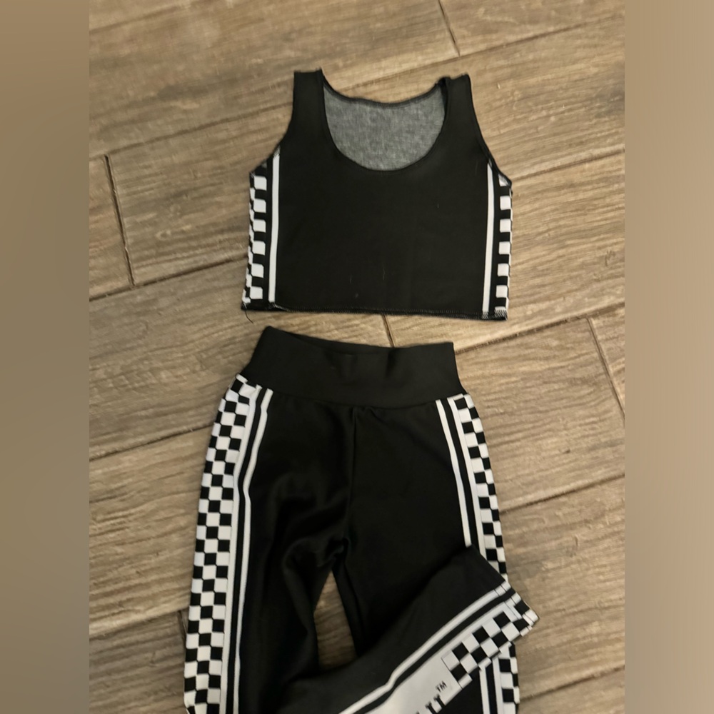 Sugarlulu girl medium athletic, gymnastics, cheer dance set. RACE CHECK